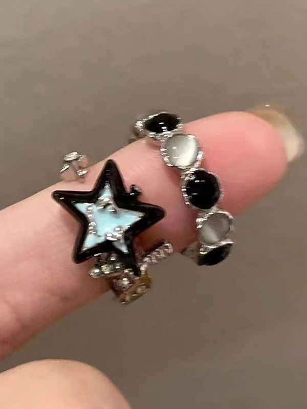 2 Stück kontrastfarbener Katzenaugen-Sternring-4