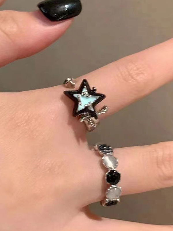 2 Stück kontrastfarbener Katzenaugen-Sternring-3