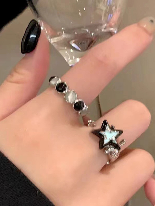 2 Stück kontrastfarbener Katzenaugen-Sternring-2
