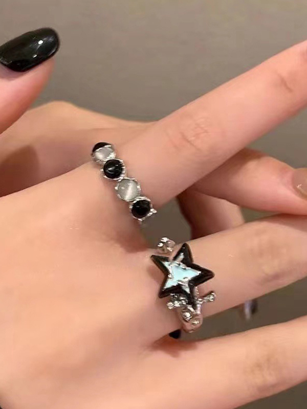 2 Stück kontrastfarbener Katzenaugen-Sternring-1