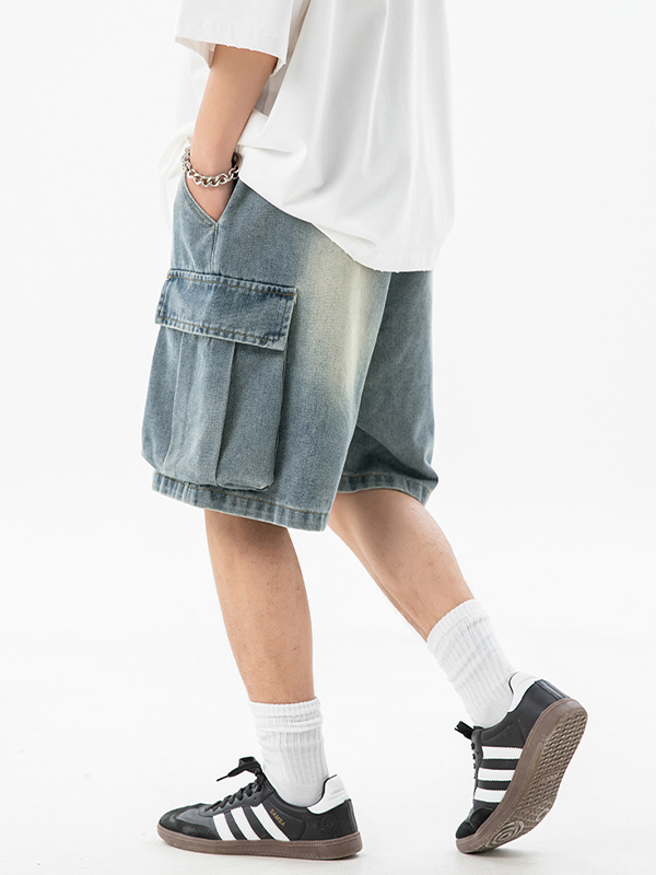 Jeansshorts im Washed-Distressed-Look für Herren-2