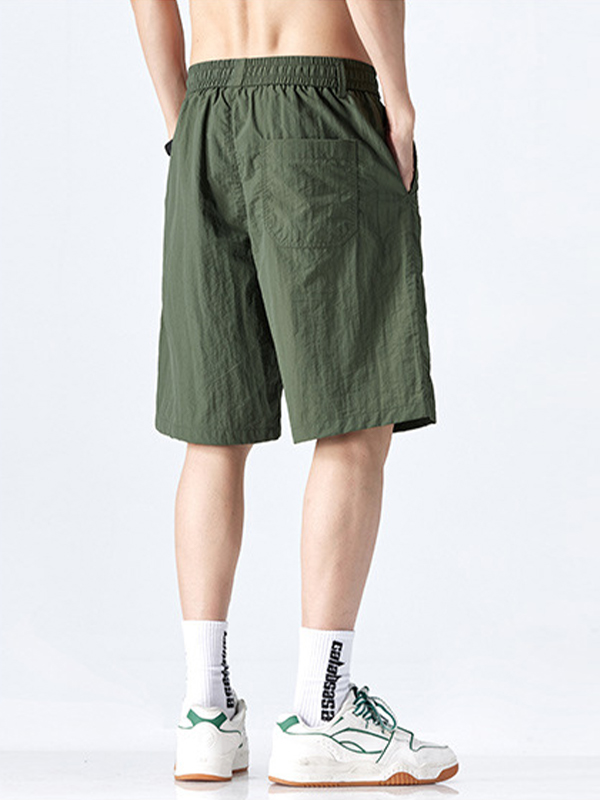 Einfarbige, lässige, lockere Shorts aus Lce-Seide für Herren-2
