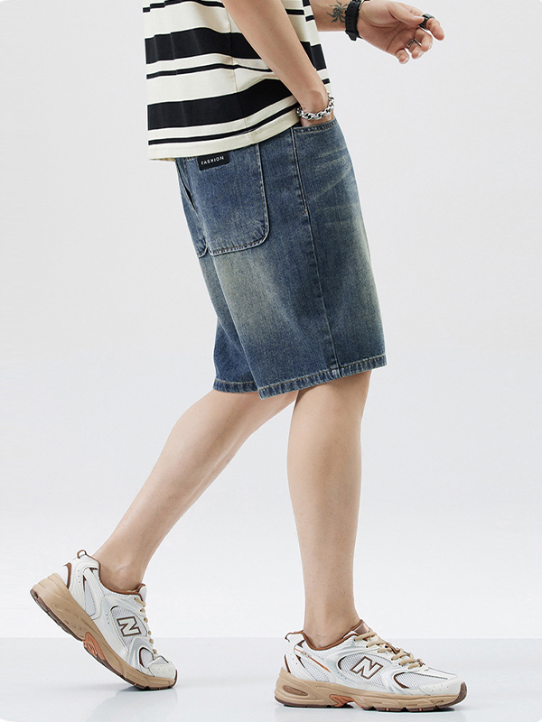Lockere, gerade Jeansshorts für Herren im Washed-Look-4