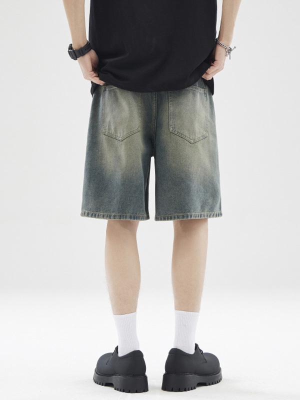 Lockere, lässige Jeansshorts für Herren mit Buchstabendruck-1